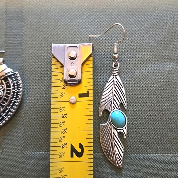 Southwestern Earring 6 pairs Set - Turquoise Inlaid Studs & Dangles - Picture 5 of 6